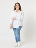 Jana Rib Cuff Shirt - White - RC & Co