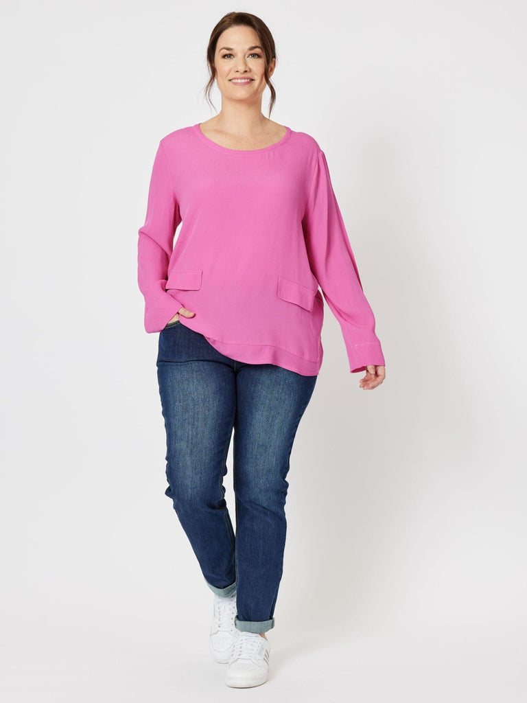 Kerryn Long Sleeve Top - Fuchsia - RC & Co