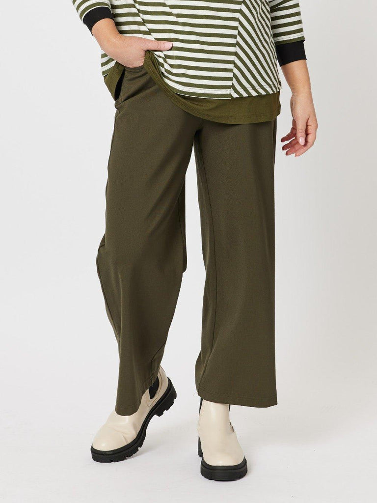 Kimmy Ponte Wide Leg Pant - Khaki - RC & Co