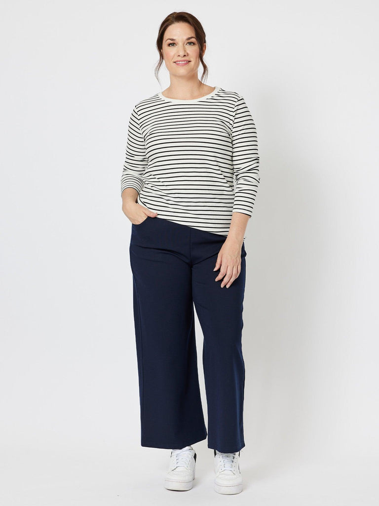 Kimmy Ponte Wide Leg Pant - Navy - RC & Co