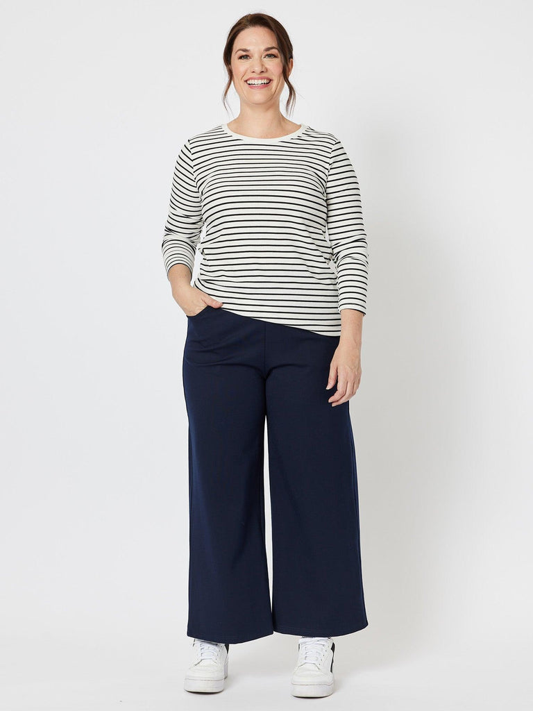 Kimmy Ponte Wide Leg Pant - Navy - RC & Co