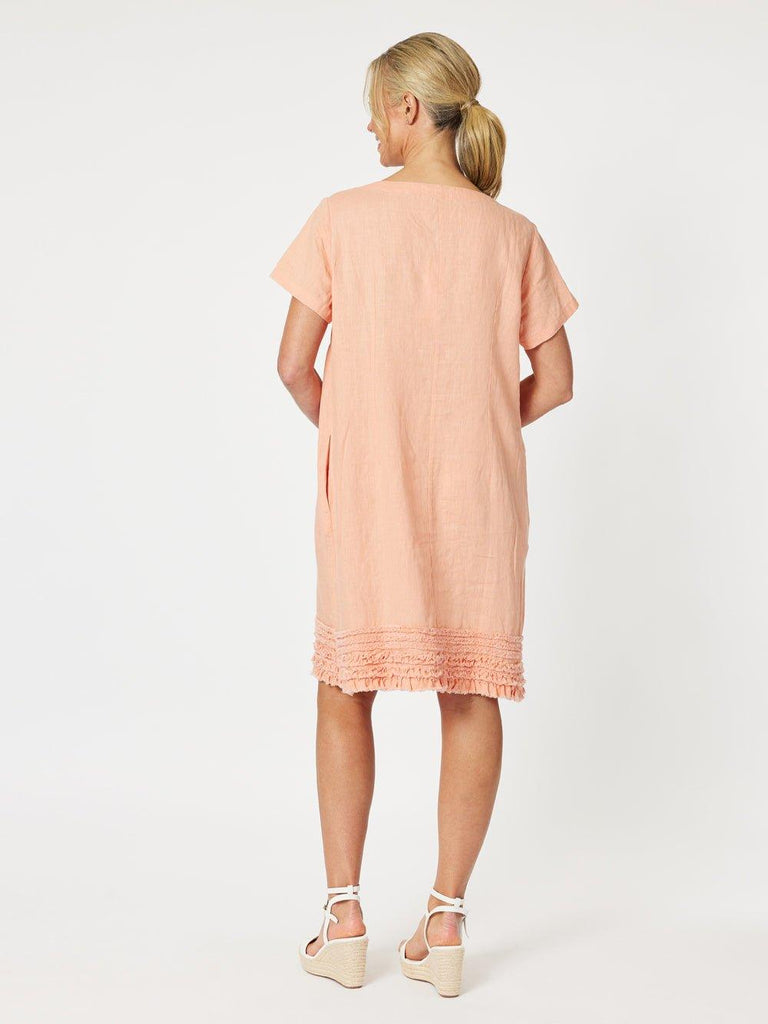 Linen Ruffle Hem Dress - Mandarine - RC & Co