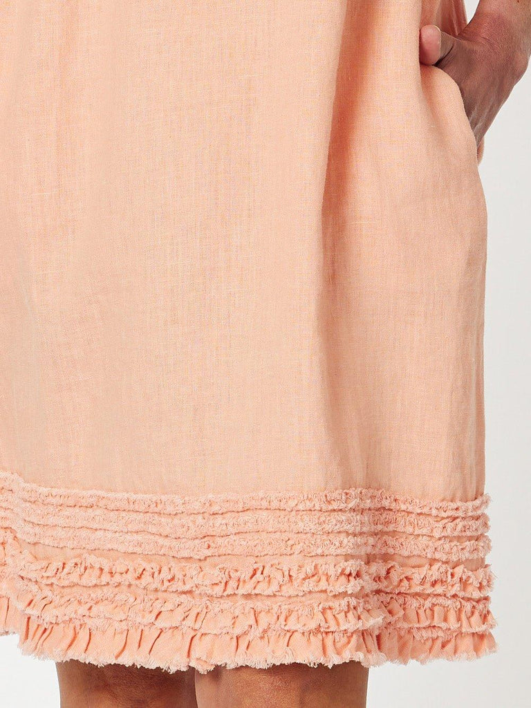 Linen Ruffle Hem Dress - Mandarine - RC & Co