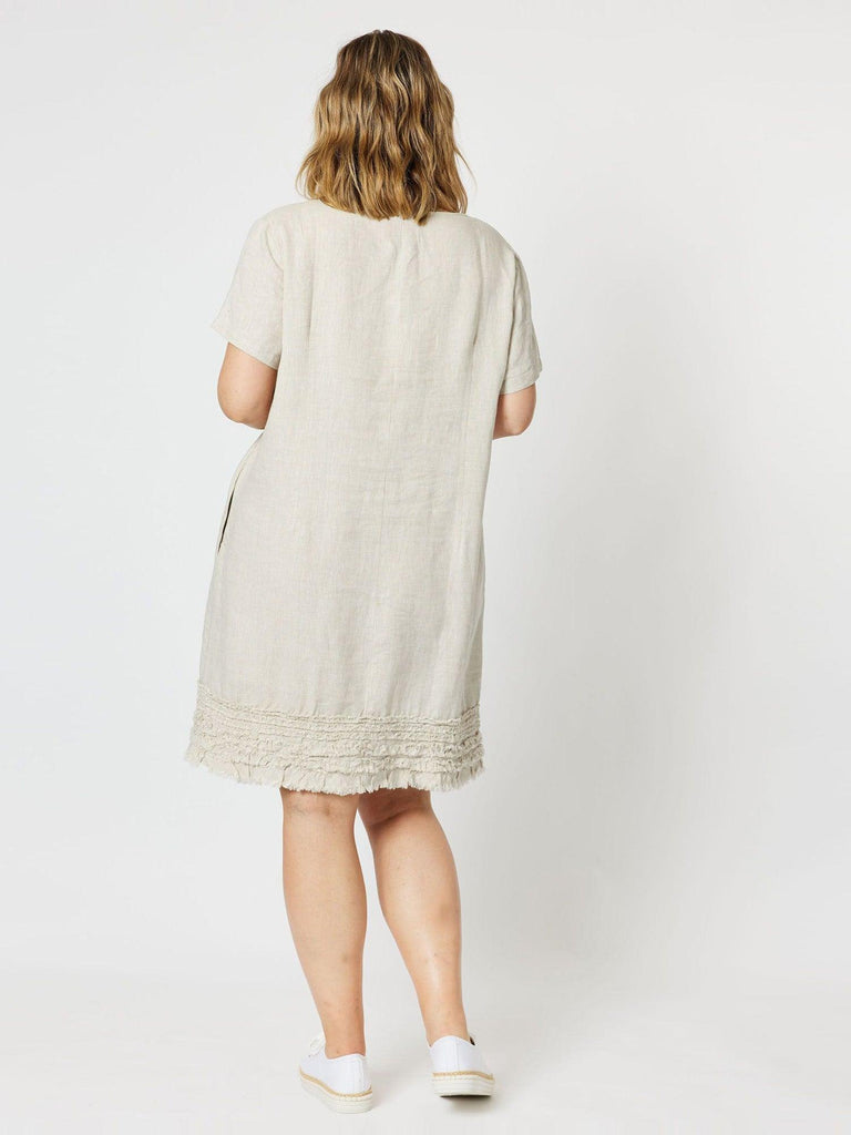 Linen Ruffle Hem Dress - Natural - RC & Co