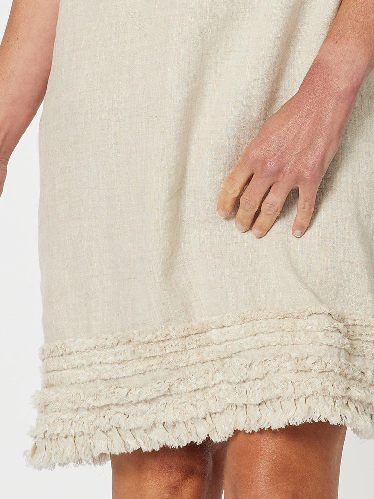 Linen Ruffle Hem Dress - Natural - RC & Co