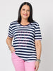 Love & Kisses Stripe Print Tee - Navy Pink
