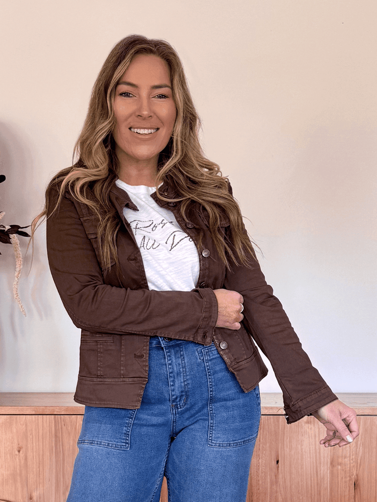 Military Denim Jacket - Chocolate - RC & Co