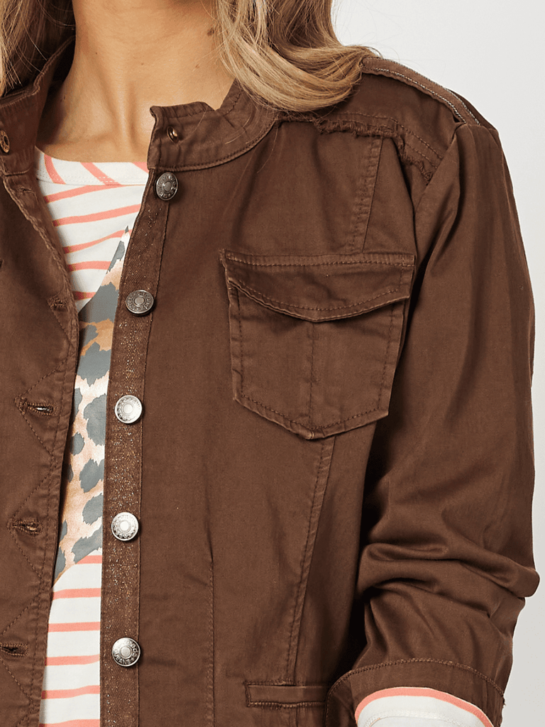 Military Denim Jacket - Chocolate - RC & Co