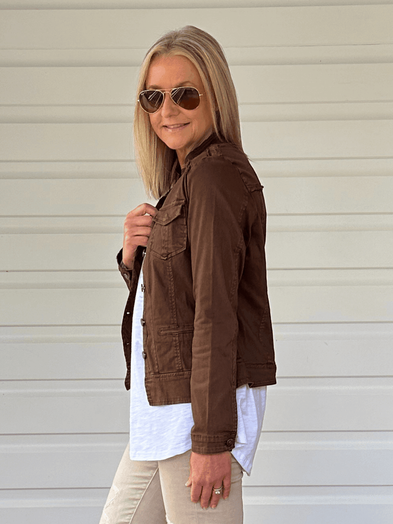 Military Denim Jacket - Chocolate - RC & Co