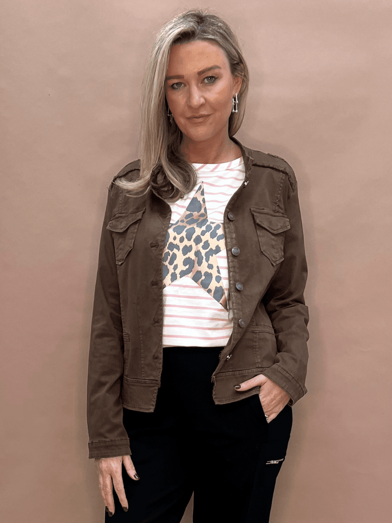 Military Denim Jacket - Chocolate - RC & Co