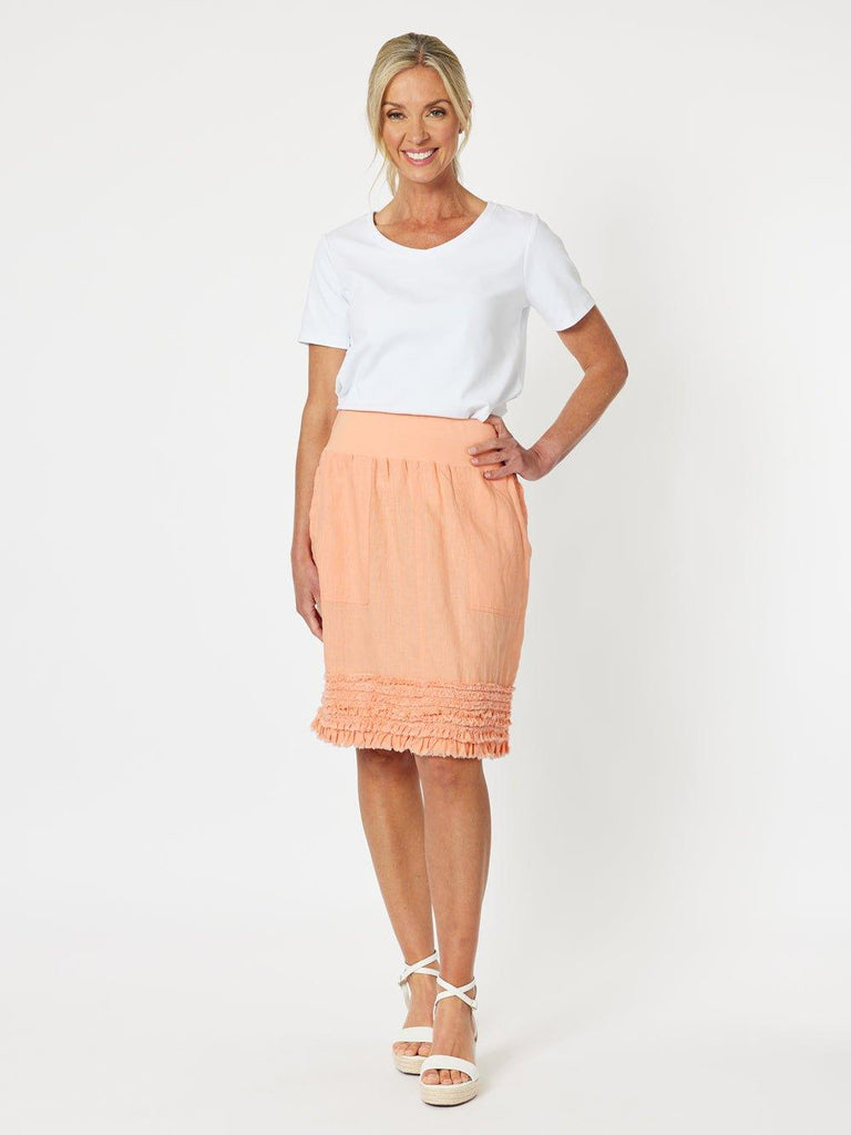 Mimi Linen Ruffle Hem Skirt - Mandarine - RC & Co