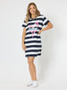 Pink Heart Stripe Dress - Navy/White - RC & Co