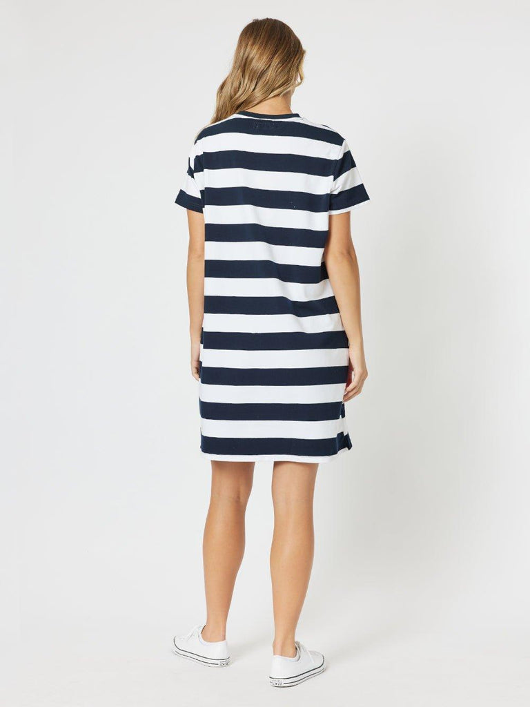 Pink Heart Stripe Dress - Navy/White - RC & Co