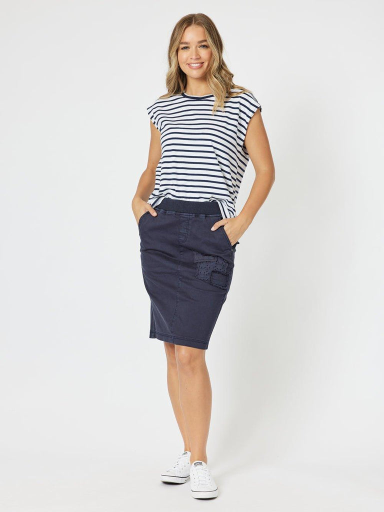Portia Cotton Skirt - Navy - RC & Co