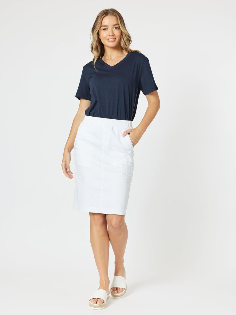 Portia Cotton Skirt - White - RC & Co