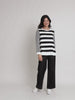 Brighton Stripe Print Top - Black/Ivory