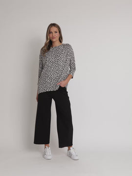 Clara Spot Print Batwing Top - Grey Marle rc&co