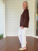 Brushed Crew Neck Long Sleeve Tee - Coffee