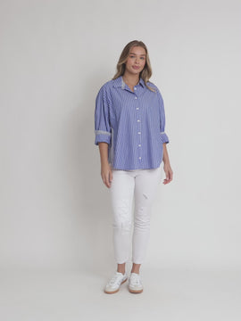Cabo Stripe Print Shirt - Blue/White rc&co