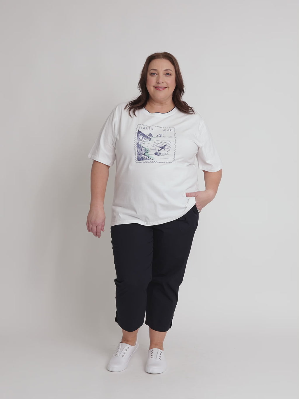 Italia Print Tee - White/Blue rc&co