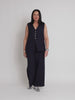 Lino Long Vest - Navy