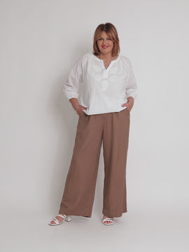 Coastal Embroidery Sheer Top - White rc&co