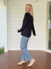 Brushed Crew Neck Long Sleeve Tee - Navy