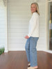 Brushed Crew Neck Long Sleeve Tee - Ivory