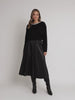 Florence Faux Leather Pleat Skirt - Black