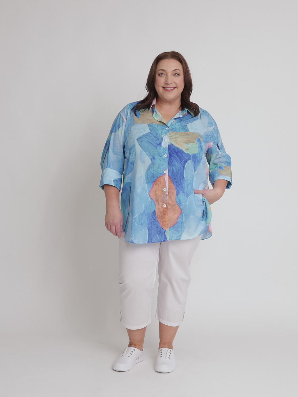 Grazia Mio Caro Print Shirt - Blue rc&co