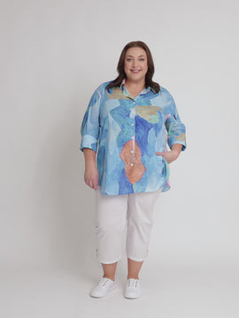 Grazia Mio Caro Print Shirt - Blue rc&co