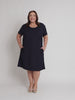 Lino Stitch Hem Detail Shift Dress - Navy