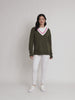 Princeton V Neck Knit Jumper - Khaki