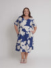 Barcelona V Neck Floral Print Dress - Blue/Natural RC&CO