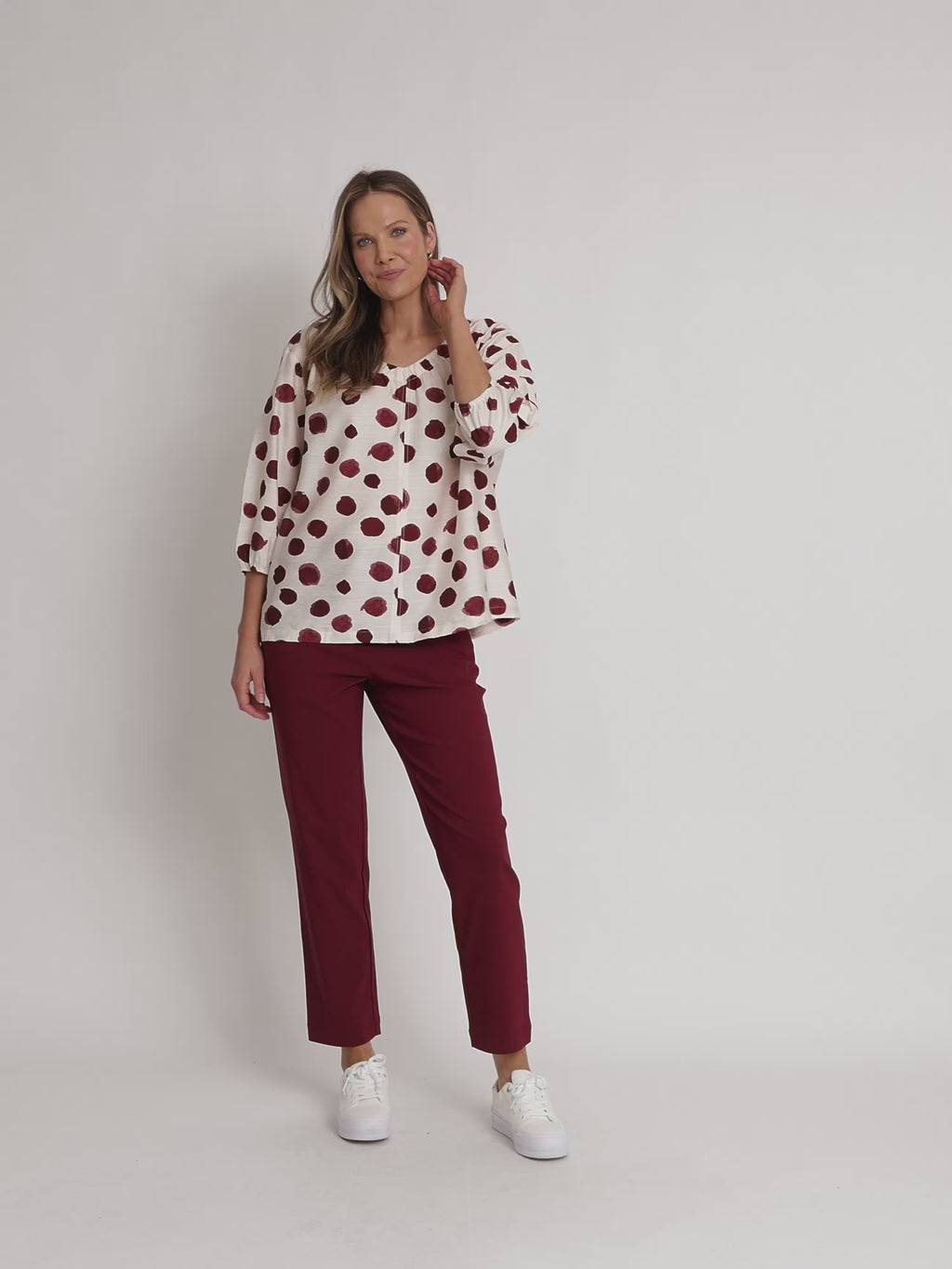 Bordeaux Spot Print Top - Shiraz Multi rc&co