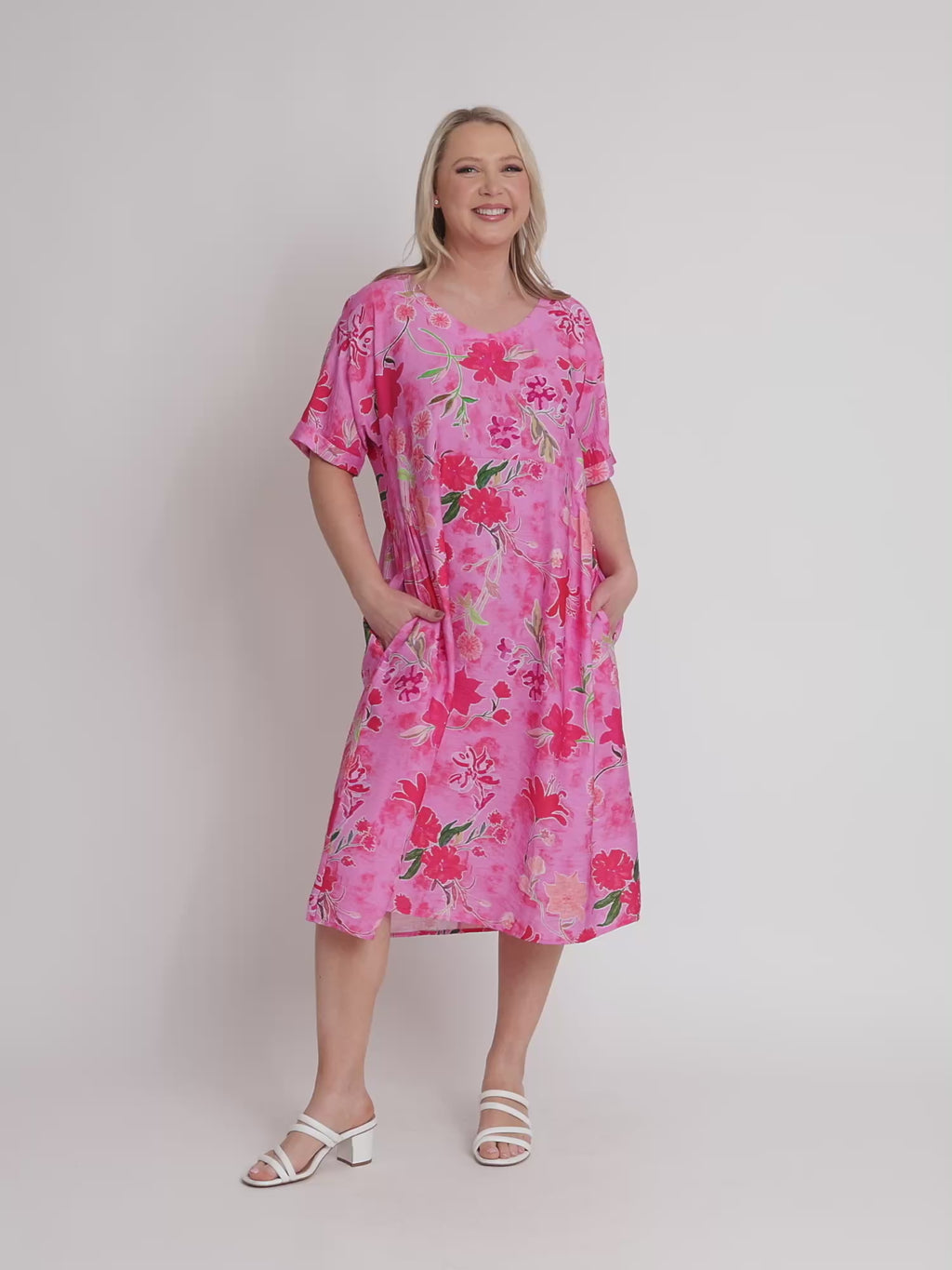 Summer Gala Midi Dress - Hot Pink