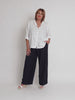 Lino Wide Leg Pant - Navy