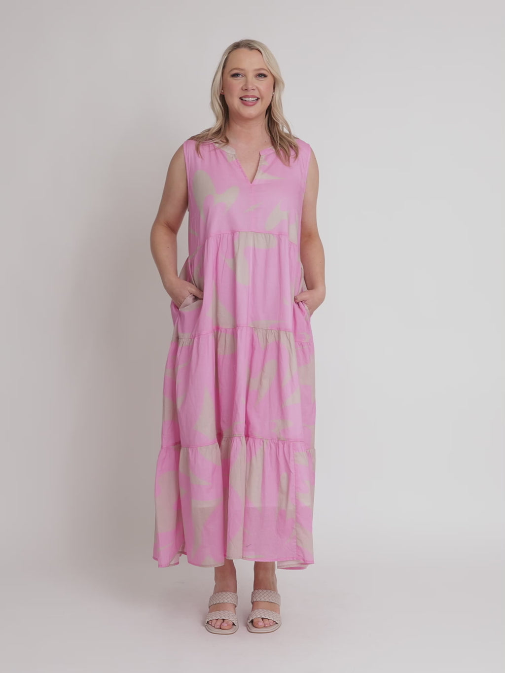 Sienna Print Dress - Pink Stone rc&co