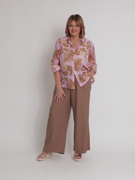 Haiti Floral Print Sheer Shirt - Pink/Natural rc&co
