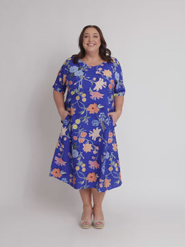 Summer Gala Midi Dress - Cobalt