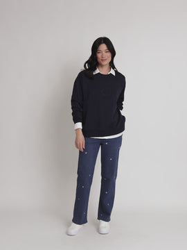 Hollywood Embroidered Star Straight Leg Jean - Denim rc&co