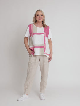 Geometric Print Top - White/Pink rc&co