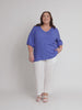 Lino V Neck Top - Sardinia Blue