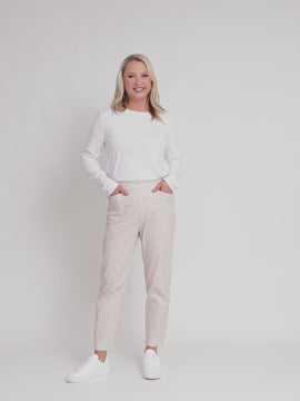 Alexis Gingham Print Pant - Natural rc&co