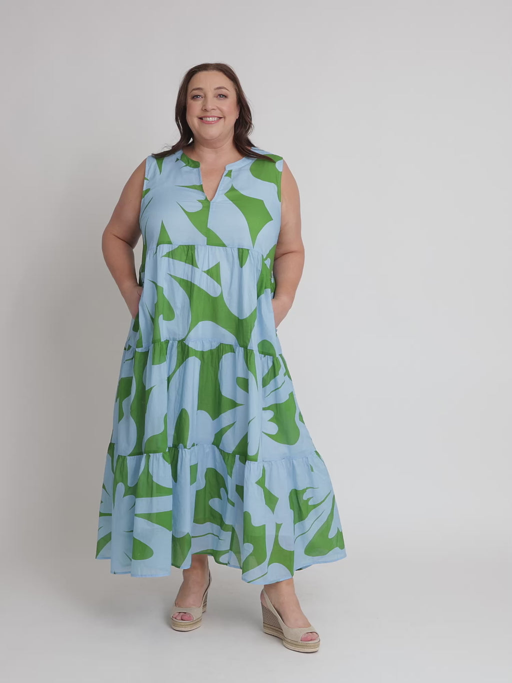 Sienna Print Dress - Blue Green rc&co