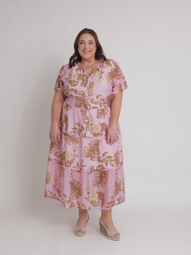 Haiti Floral Print Dress - Pink/Natural RC&CO