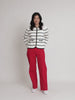 Hampton Stripe Print Cardigan - Ivory/Navy