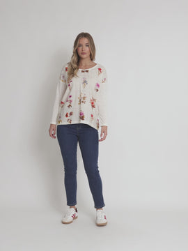 Central Park Floral Print Top - Natural Multi rc&co
