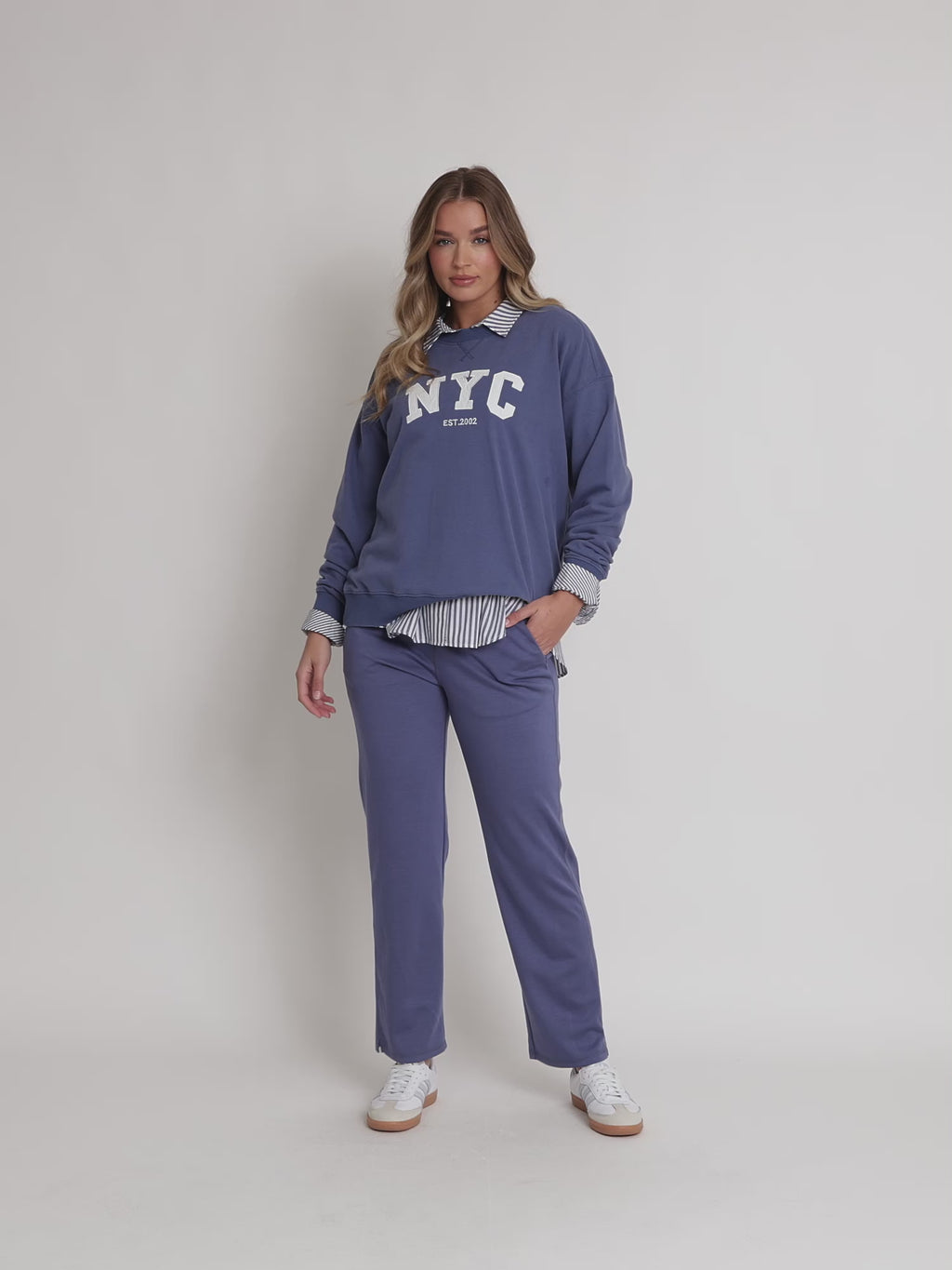 The NYC Embroidered Sweatshirt - Denim Blue rc&co