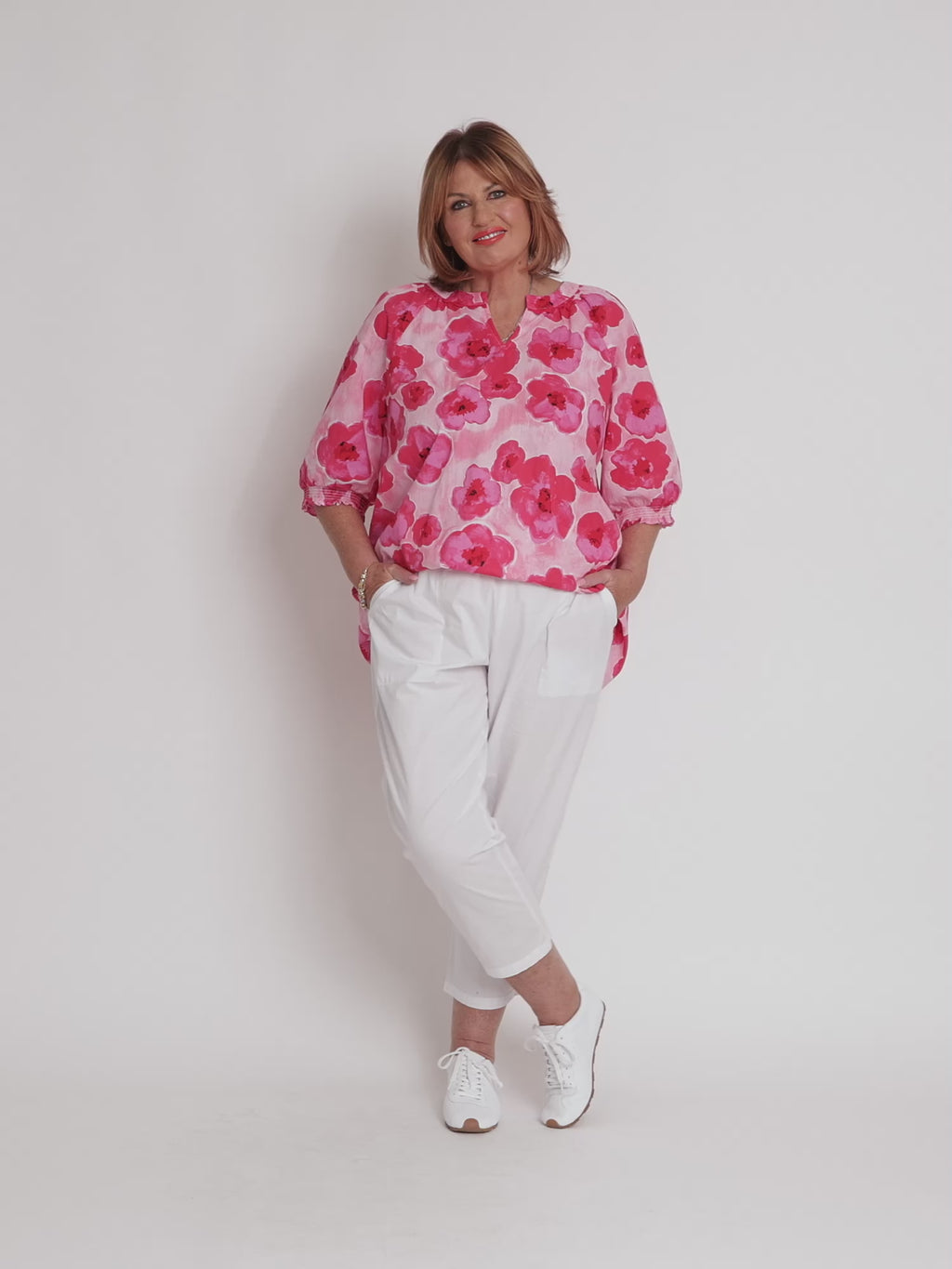 Pink Poppies Floral Print Top - Pink/Multi RC&CO